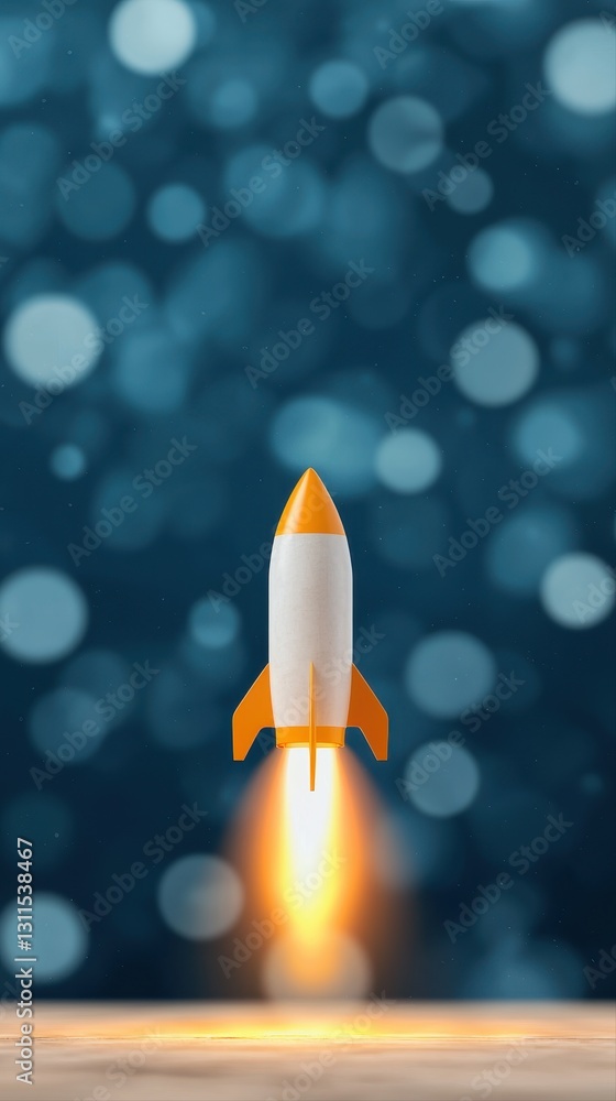 Aufkleber striking rocket with a blurred background capturing the essence of business concepts in product laun