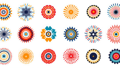  Colorful patterns and textures: Create vector patterns using different geometric shapes and bright colors on white background.
