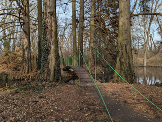 Suspension bridge in castle garden