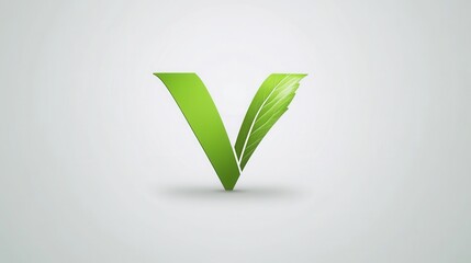 Vegetarian food logo featuring a clean green letter V integrated with a leaf, symbolizing healthy lifestyle branding choices