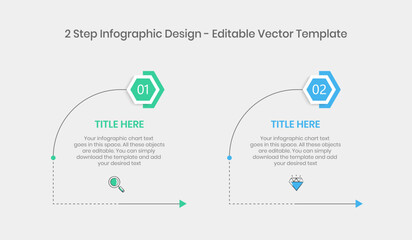 2 Steps Infographics Design Template - Graph, Pie chart, workflow layout, square diagram, brochure, report, presentation, web design Editable Vector illustration on white background
