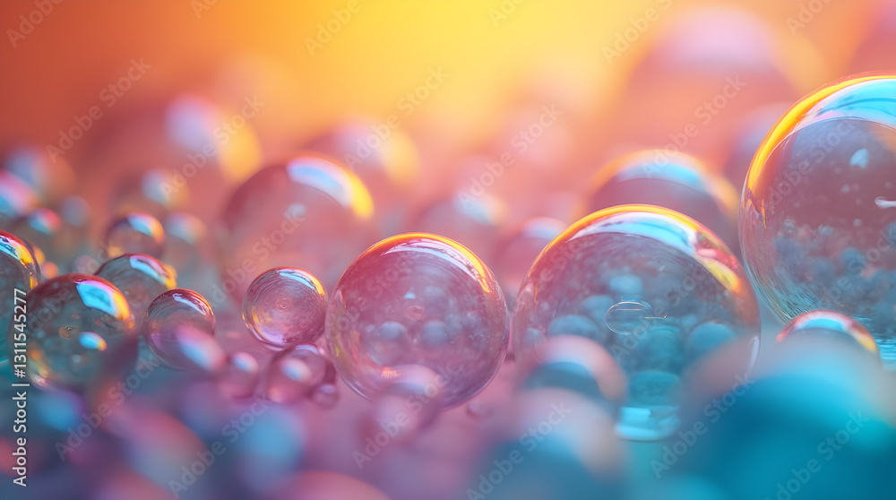 Poster Colorful Abstract Macro Bubbles with Bokeh Effect