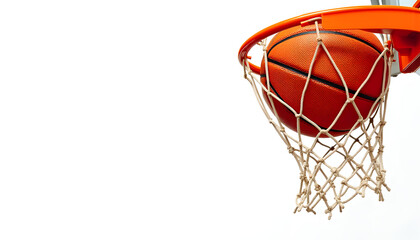 Fototapeta premium Vector, image of a basketball in a net, in vector style, basketball, in a net with a bright palette of colors, on a transparent background. 