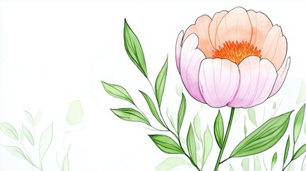 Delicate floral illustration nature studio digital art minimalist design close-up view beauty concept