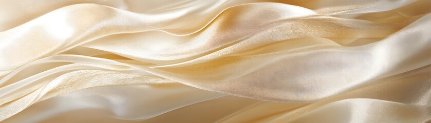 Creamy satin fabric is softly draped with gentle folds