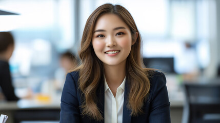 Obraz premium A young woman smiling in the office