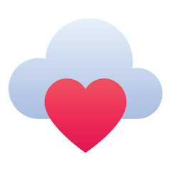 Gradient color icon, illustration for Cloud computing, cloud, heart, like.