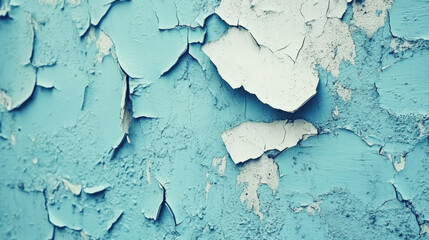 Obraz premium Peeling blue paint on old weathered wall surface textured background