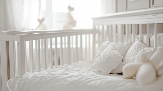 Close-Up of White Baby Bed: Awaiting the Arrival of a Newborn