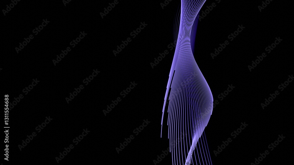 Fototapete a dynamic abstract design featuring glowing purple lines in a fluid spiral pattern, set against a bl