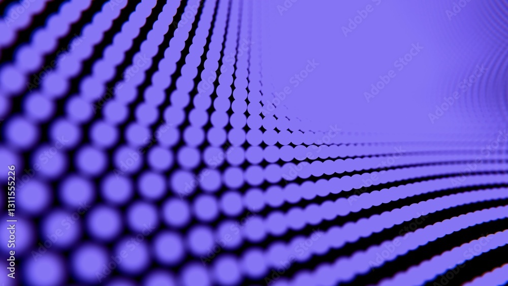 Poster Abstract digital design featuring a pattern of glowing purple dots creating a dynamic, wavy gradient effect against a black background.