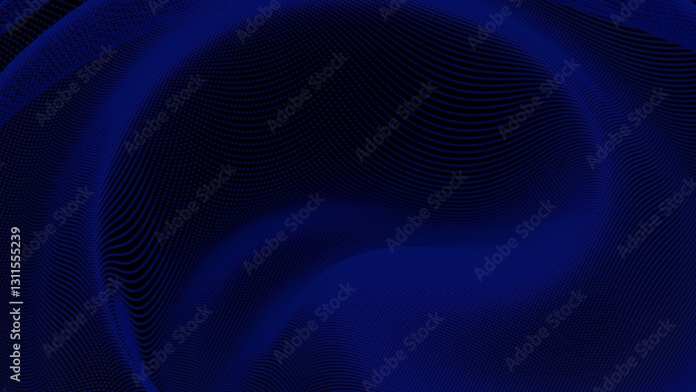 Poster Abstract digital design featuring a pattern of glowing purple dots creating a dynamic, wavy gradient effect against a black background.