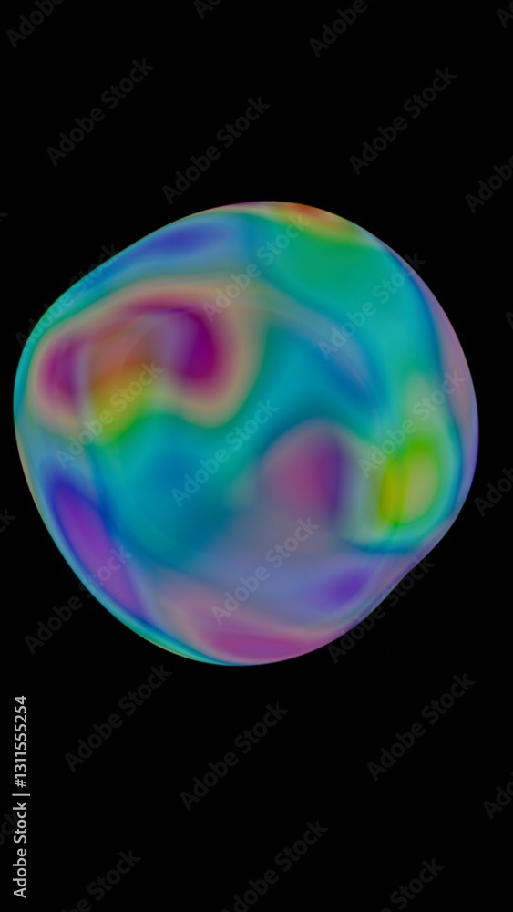 Poster colorful iridescent bubble with vibrant rainbow hues, creating a smooth and dynamic abstract design 