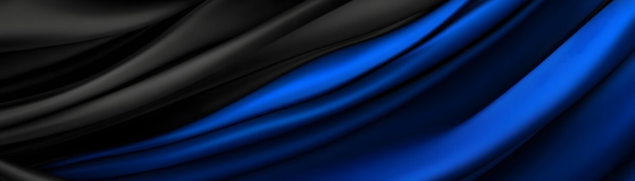 Fototapeta Silky smooth fabric abstract in black and blue tones