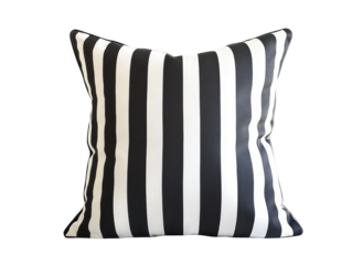 Isolated Vertical Black and White Striped Pillow