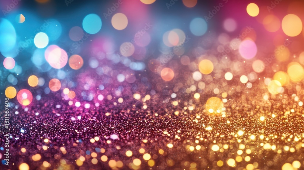 Poster colorful bokeh lights create a magical background for celebrations and events during nighttime festi
