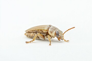 Obraz premium Grain Beetle Merchant. Side View of Oryzaephilus mercator Beetle on White Background