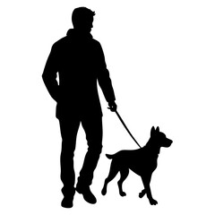 silhouette of a man with a dog