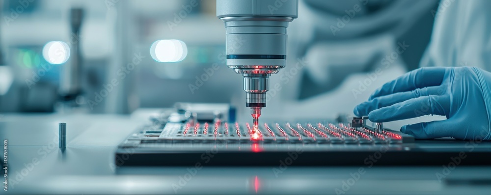 Poster maintenance technical safety optimization concept. a close-up of a laser cutting machine in action, 