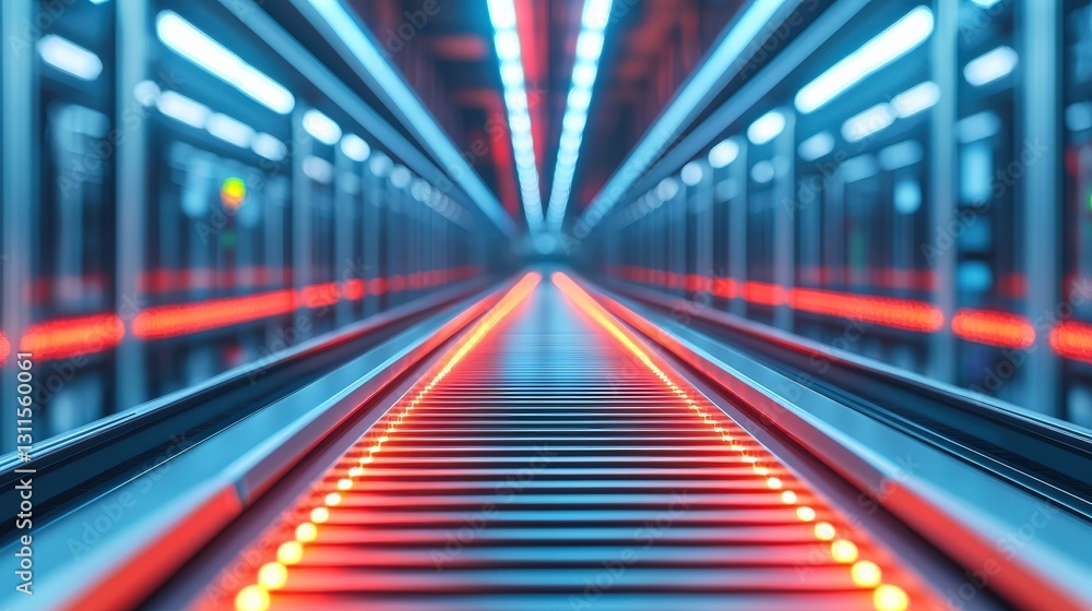 Aufkleber maintenance technical safety optimization concept. a futuristic, illuminated corridor with glowing l
