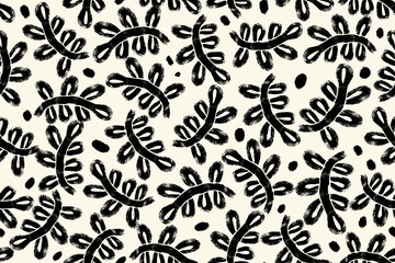 Fototapeta premium Seamless Pattern with Trendy Bold Shapes of a Branch Isolated on White Background. Colorful decorative and minimal hand drawn design perfect for print, fashion, wrapping paper, fabrics