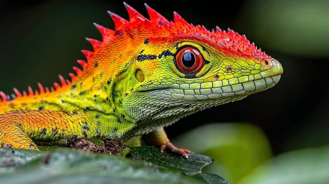 Vibrant Plumed Basilisk Lizard: A Close-Up Portrait of Nature's Masterpiece
