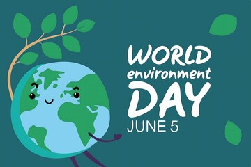 Cute Earth Cartoon Celebrates World Environment Day on June 5th