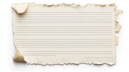 Fototapeta premium Unraveling Memories: A Torn Piece of Lined Notebook Paper with Frayed Edges