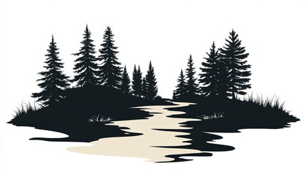 Obraz premium DesignCreativity Vector Design Moment River Twilight