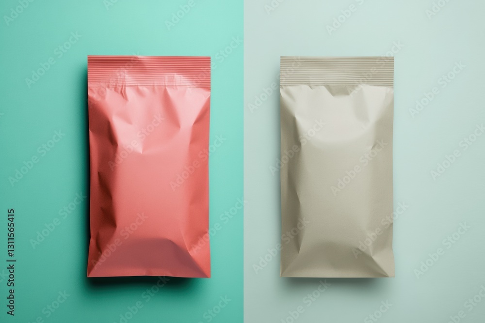 Poster visual rebranding showcasing old dull packaging next to new vibrant design with sleek lines and mini