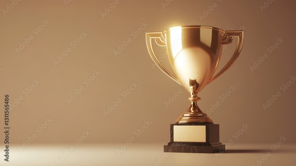 Poster glowing 3d trophy with soft shadows in a serene environment