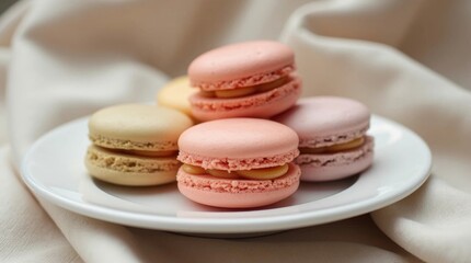 Obraz premium colorful macaroons on a wooden table