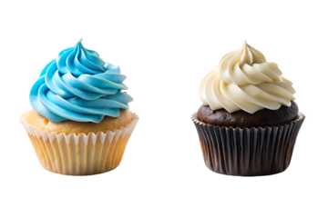 chocolate cupcake isolated on white with clipping path