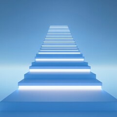 Glowing 3D Steps Symbolizing Success and Dynamic Growth Journey