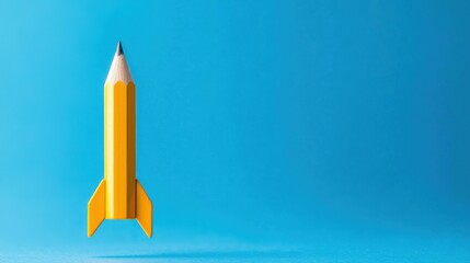 Fototapeta premium A giant pencil sketched into a rocket, symbolizing innovation in education.
