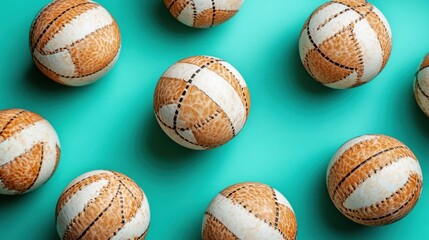 Patterned Balls on Teal Surface