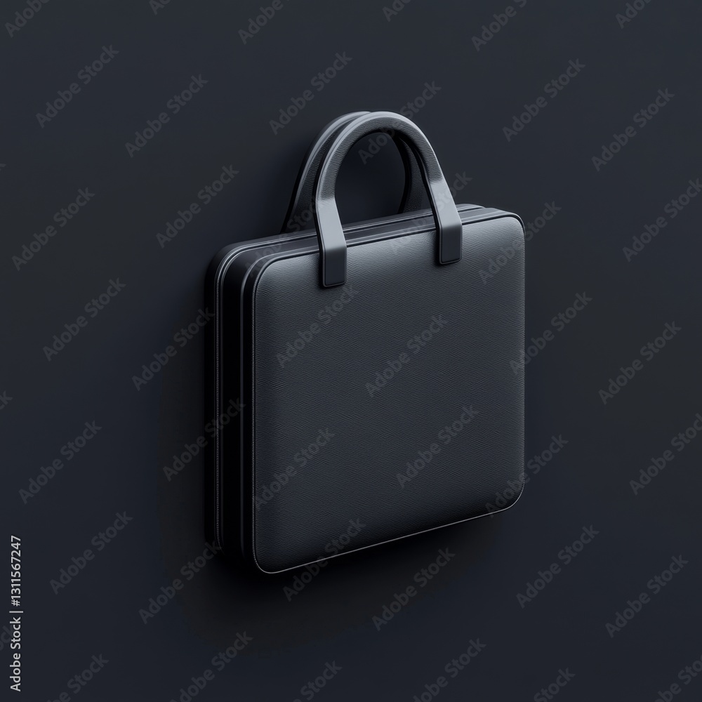 Poster minimalist 3d icon of a briefcase floating against a dark background