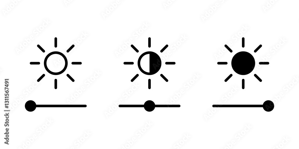 Wall mural brightness control icon. brightness and contrast level adjustment icons. brightness slider level con
