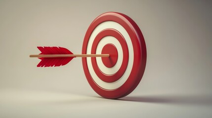3D Modern Target Icon with Arrow Impacting Center of Bullseye