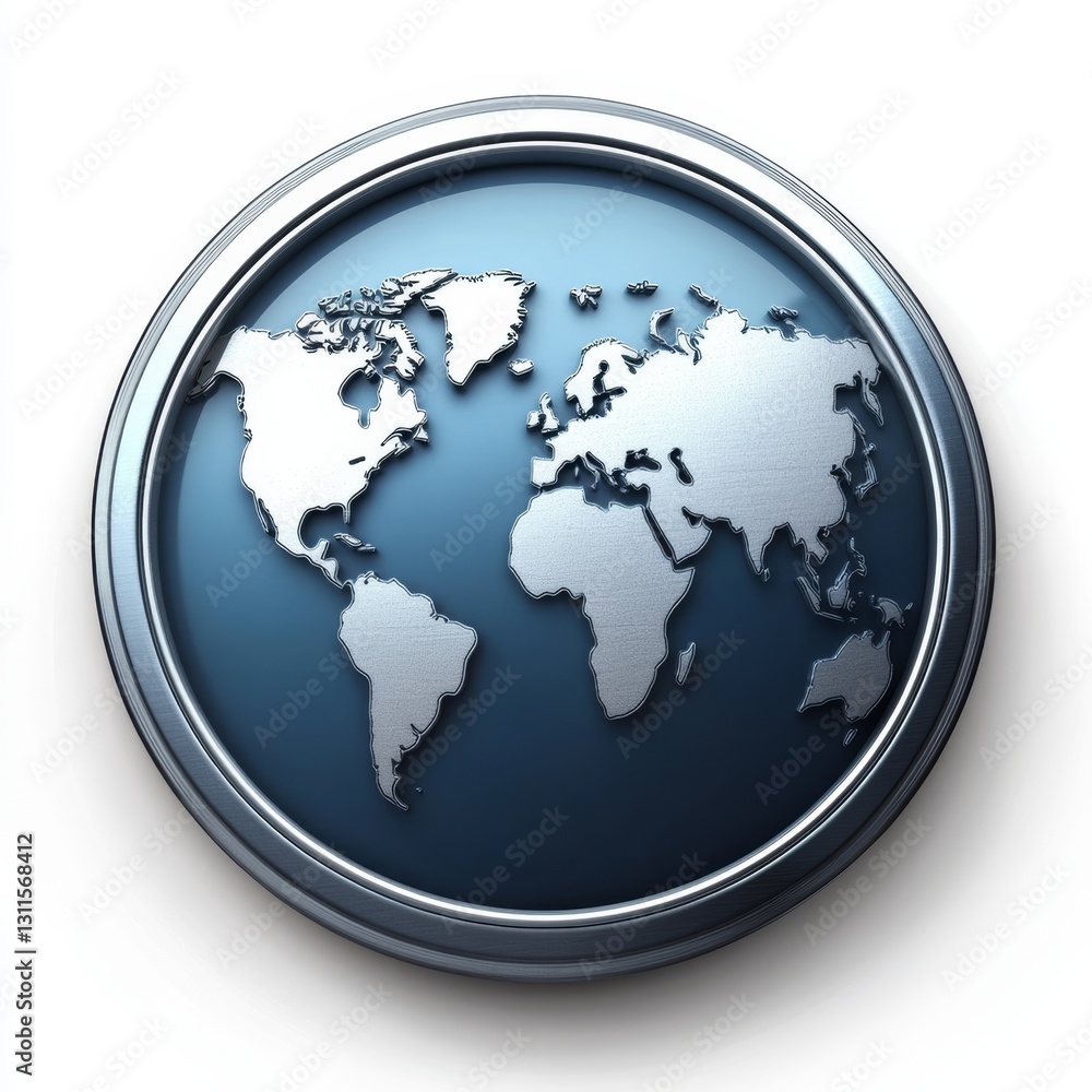 Poster sleek 3d world map icon with network connections and modern design