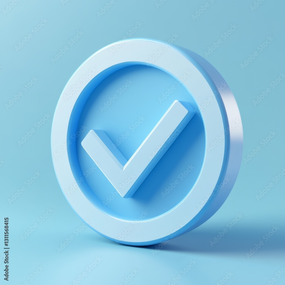 Poster sleek modern 3d icon of a checkmark inside a circular design