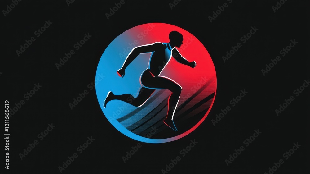 Poster running man silhouette, dynamic action, abstract design