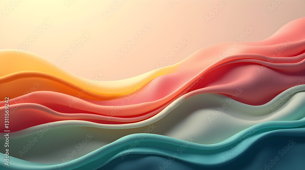 Poster calming sophisticated colorful modern abstract gradient background - smooth flowing color waves oran