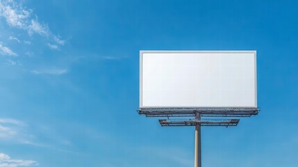 Billboard Sky Canvas: A blank billboard against a bright blue sky, offers a wide-open space for advertisement, and the bright day with scattered clouds.