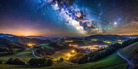 Stunning Aerial Night View of Rolling Hills and Countryside