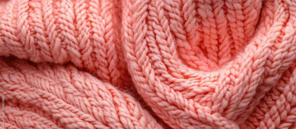 Poster cozy coral knitted wool texture close-up showcasing intricate patterns and soft fibers, perfect for 