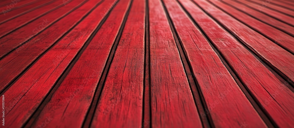Aufkleber red wooden planks arranged in parallel lines create a textured background highlighting natural imper