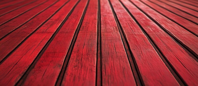 Red wooden planks arranged in parallel lines create a textured background highlighting natural imperfections, ideal for interior design projects.
