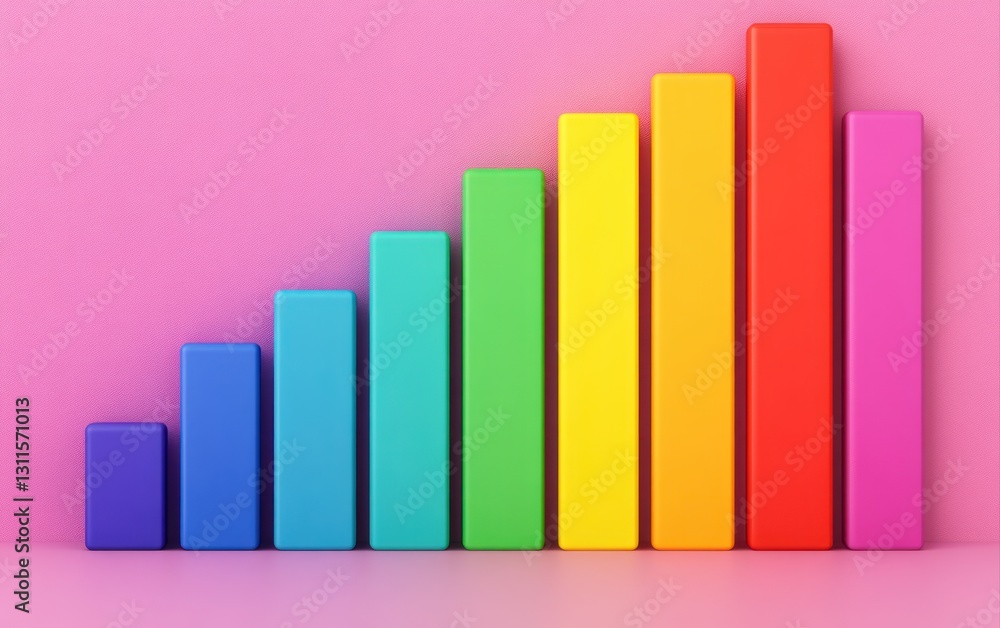 Aufkleber Colorful Bar Graph Displaying Growth in Data Visualization and Analysis Concepts