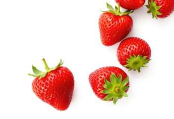 A vibrant, ripe strawberry isolated on a pure white background, food photography, object